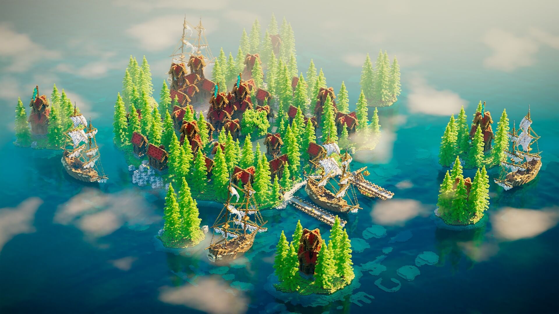 Minecraft medieval island city, castle and house