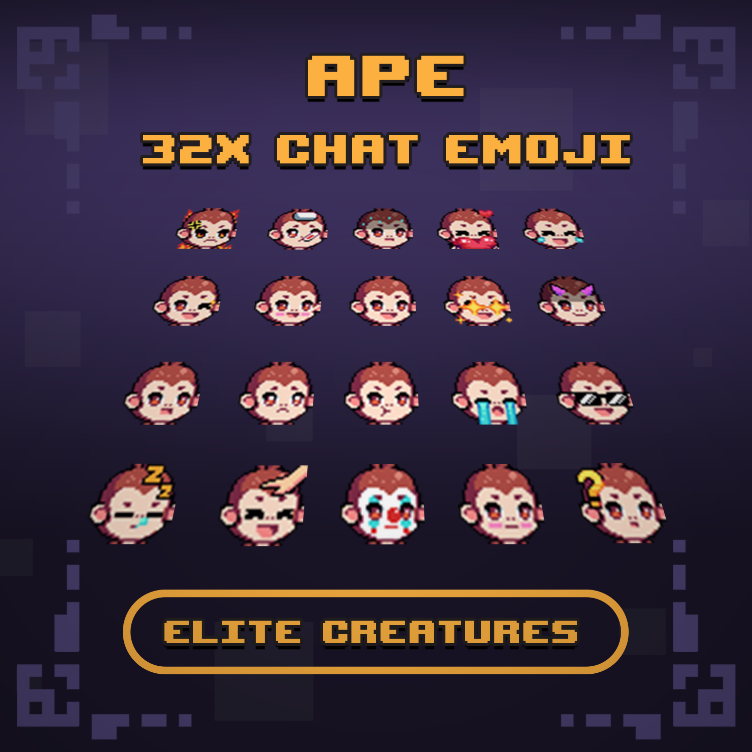 128x, 32x, 16x, Minecraft, Discord & Streamer Ape Emojis Volume 1 preview image