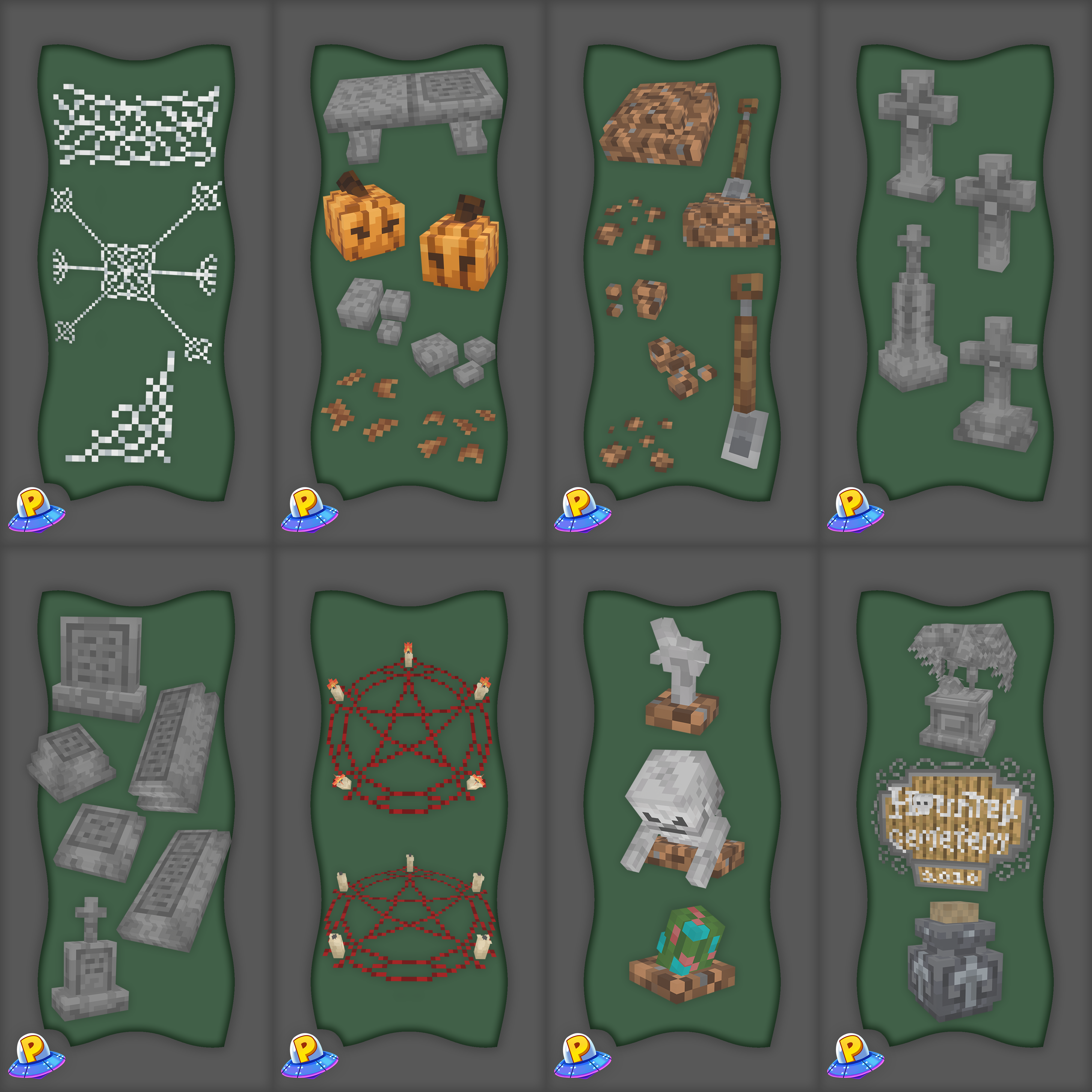 The display of 3d models for the Haunted Cemetery product by iPlexity.