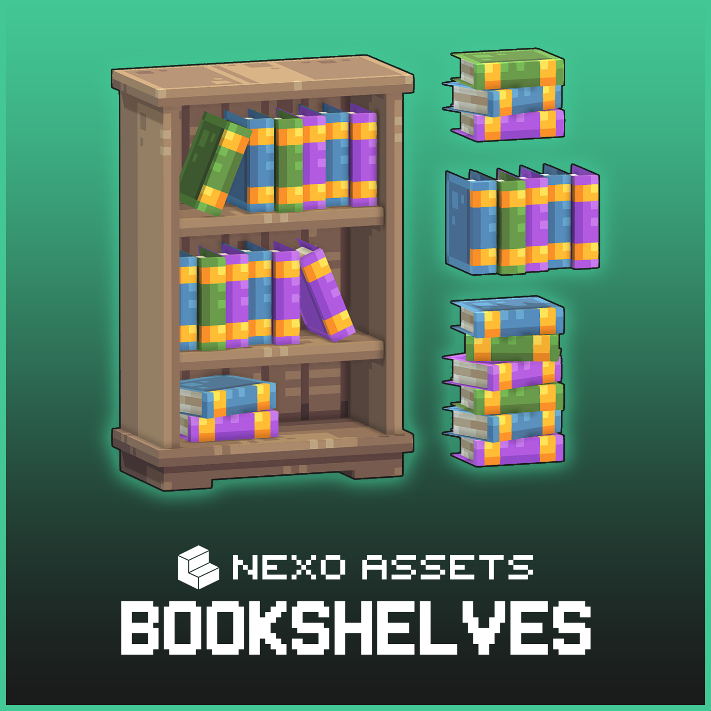 Books and bookcase models for Minecraft: Java Edition