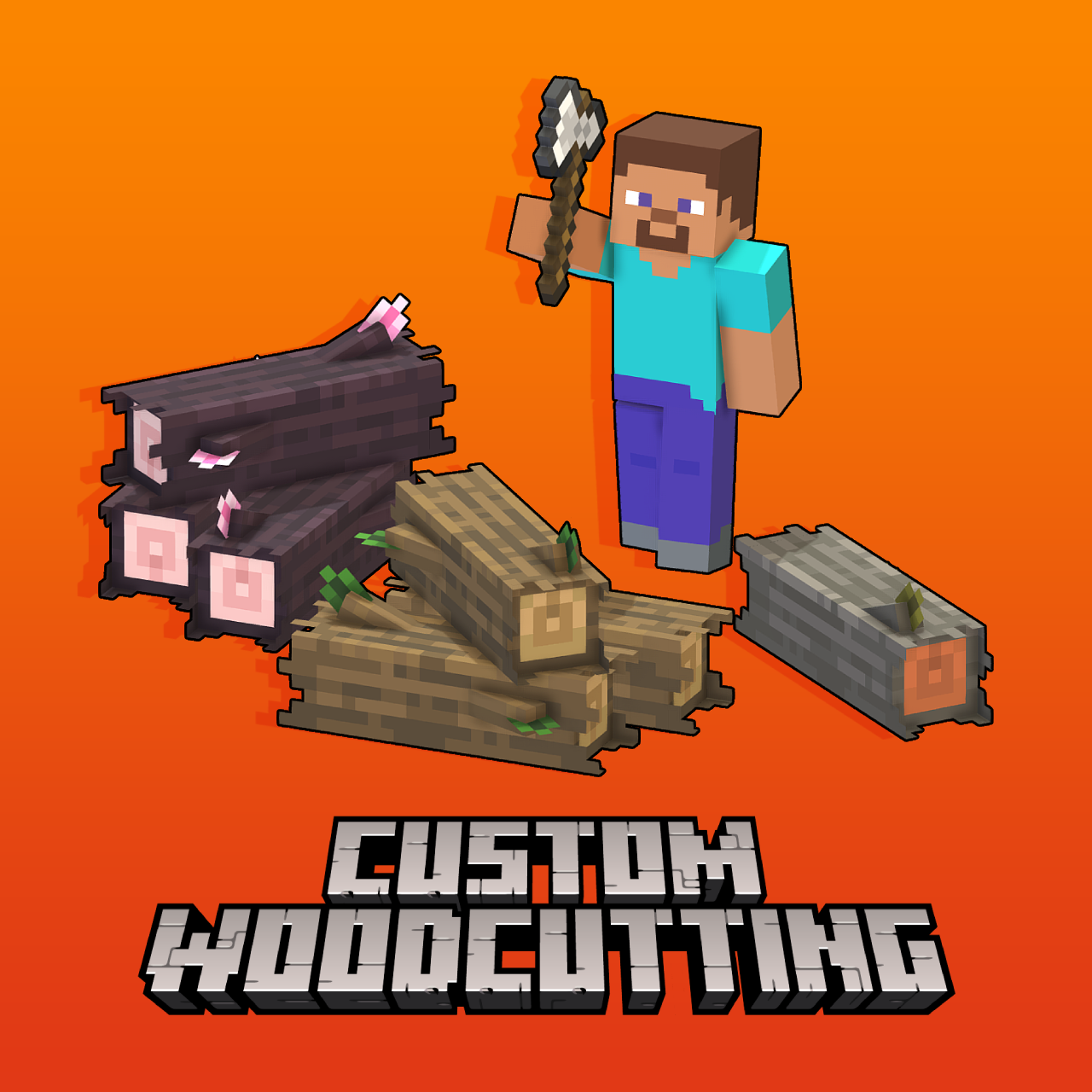 Custom woodcutting system & log models for Minecraft: Java Edition.