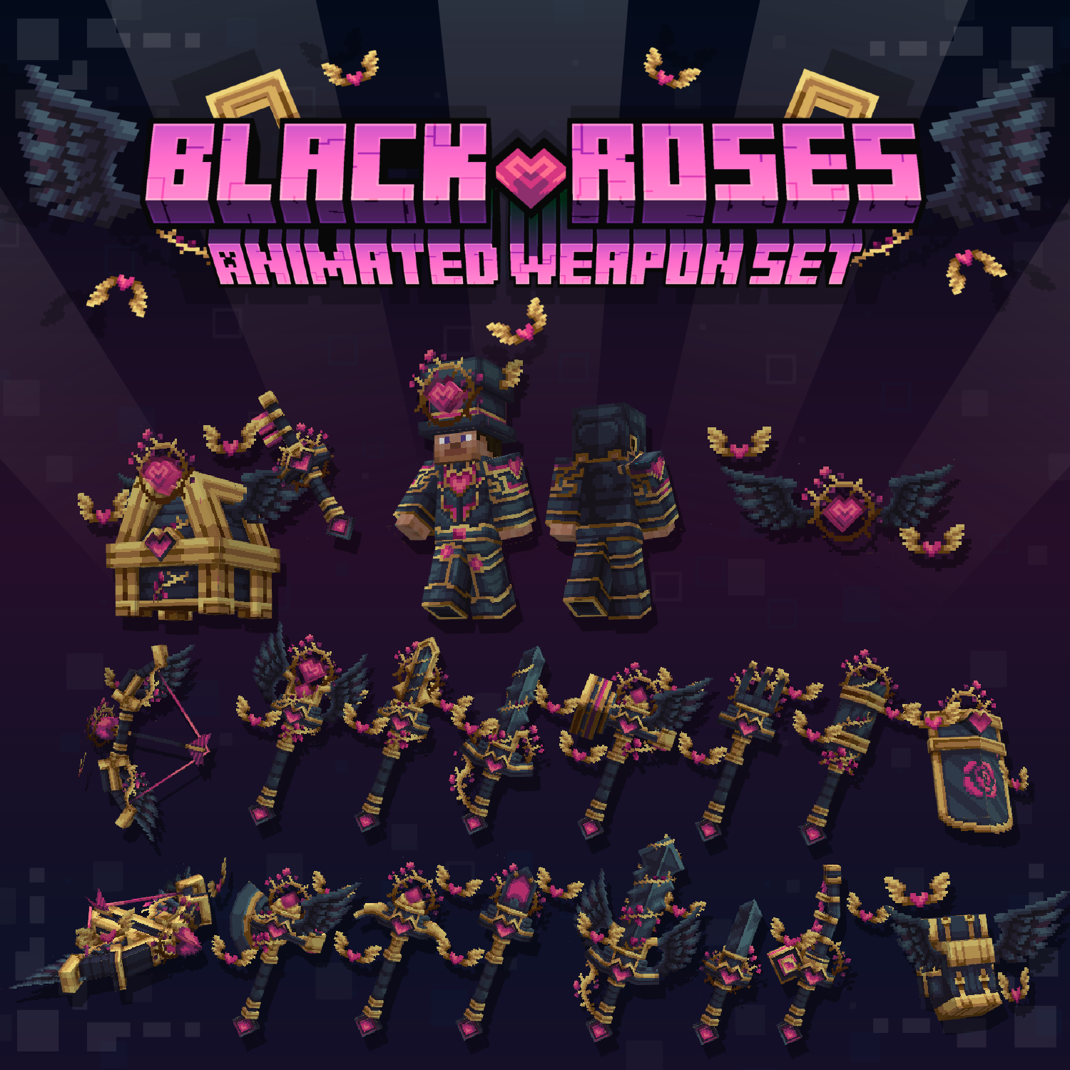 Valentine Black Roses Animated Weapon Set preview image