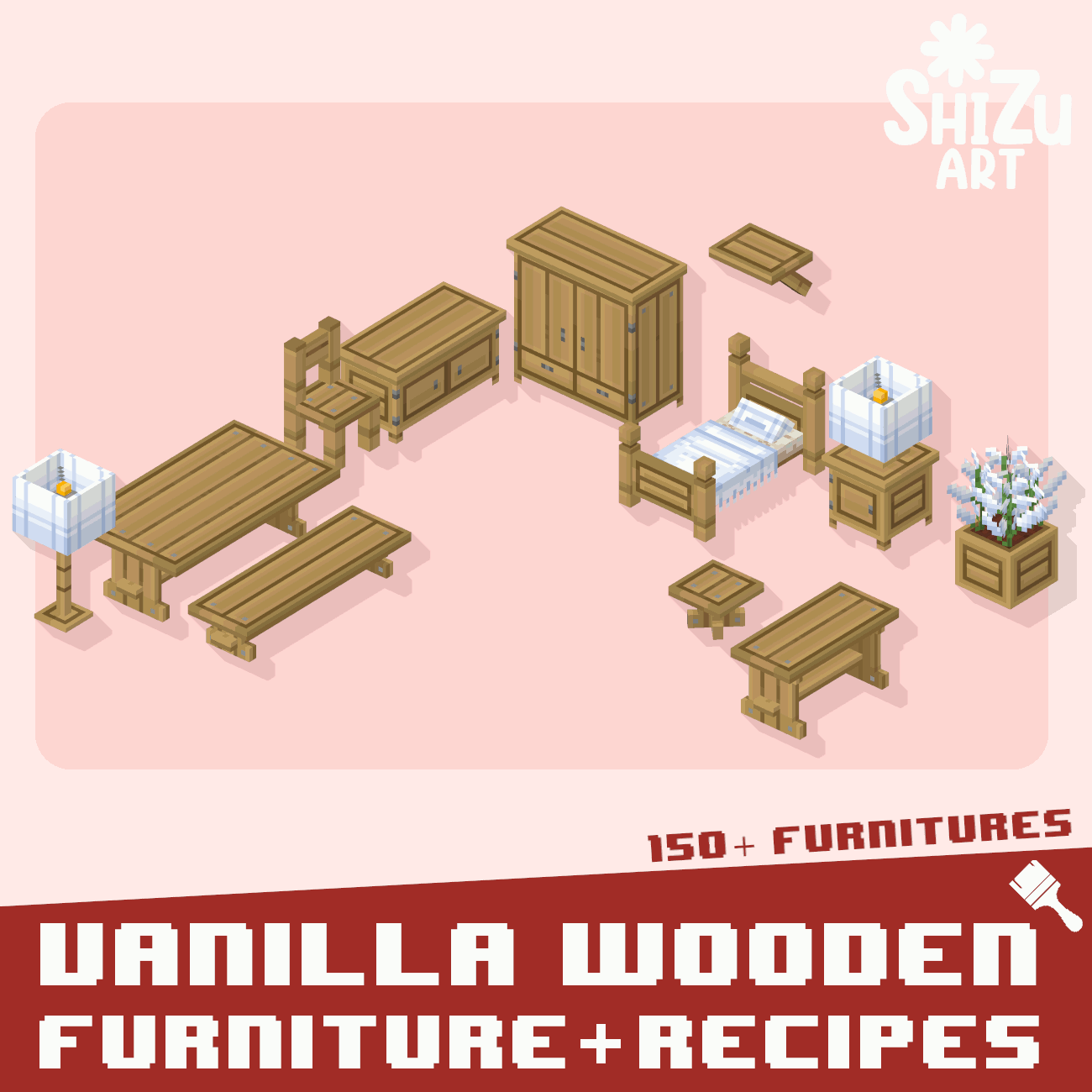 Vanilla Wooden Furniture + Recipes [Dyeable] preview image
