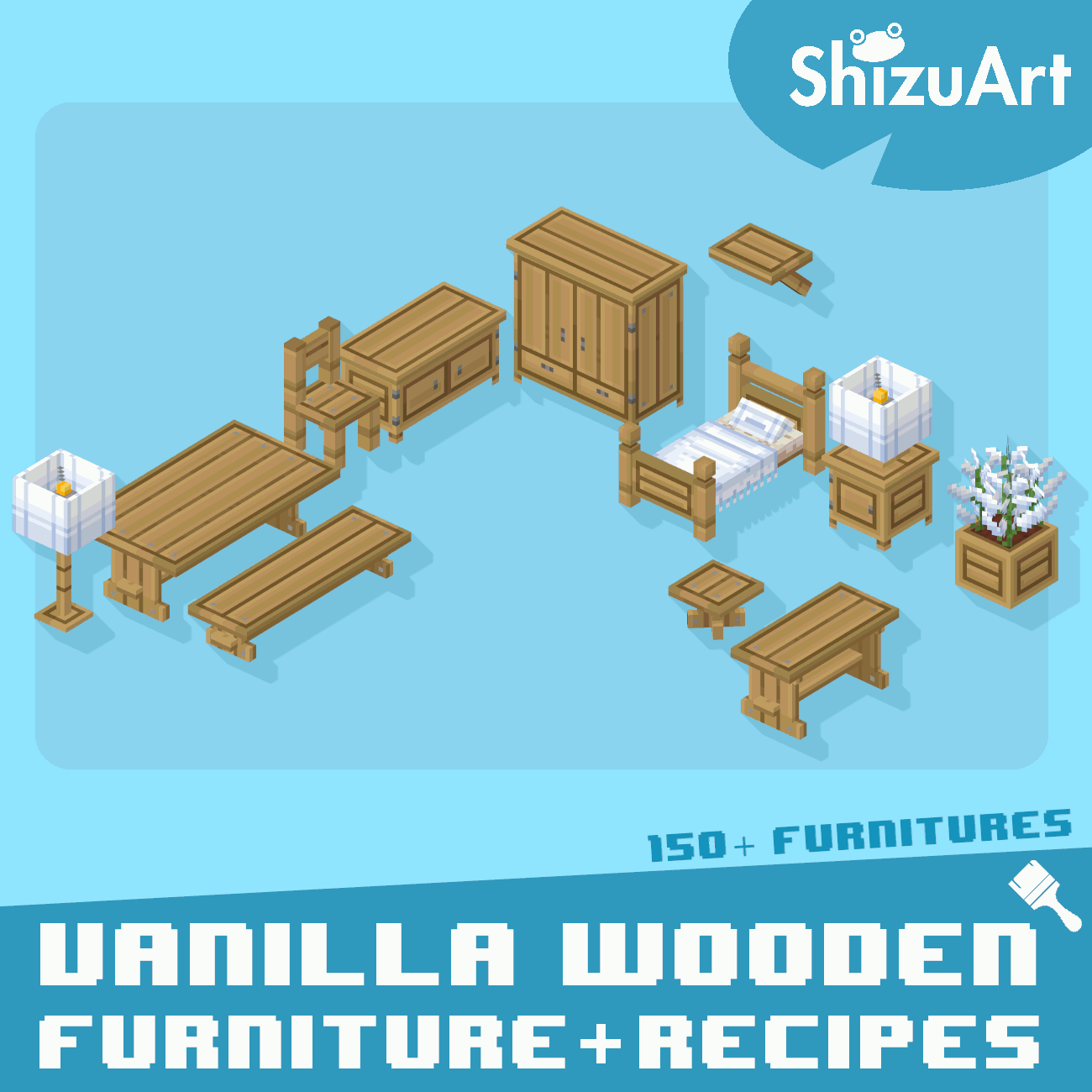Vanilla Wooden Furniture + Recipes [Dyeable] preview image