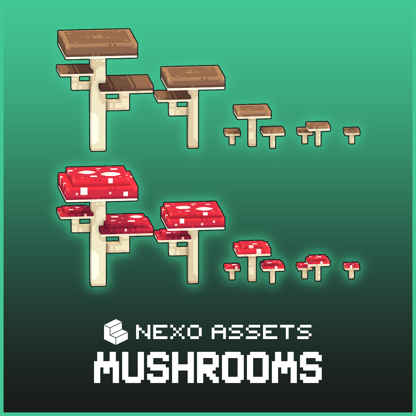 A pack of mushroom models for Miencraft: Java Edition.