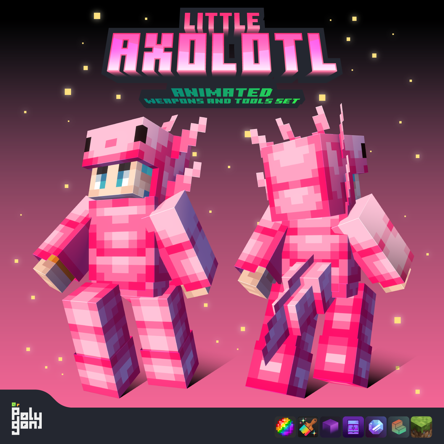 Little Axolotl Animated Weapons and Tools (32x) - MCModels