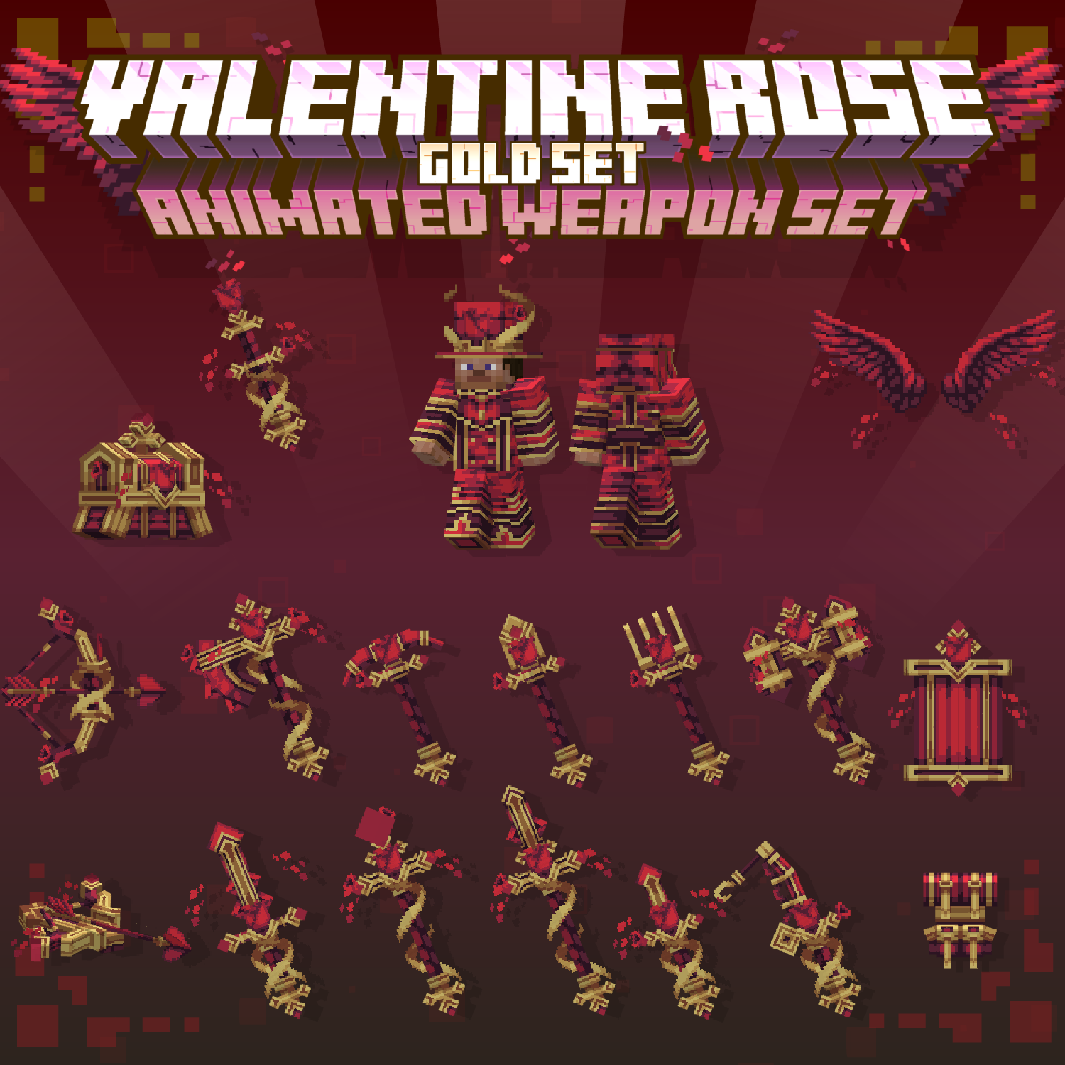Valentine Rose Gold Animated Weapon Set preview image