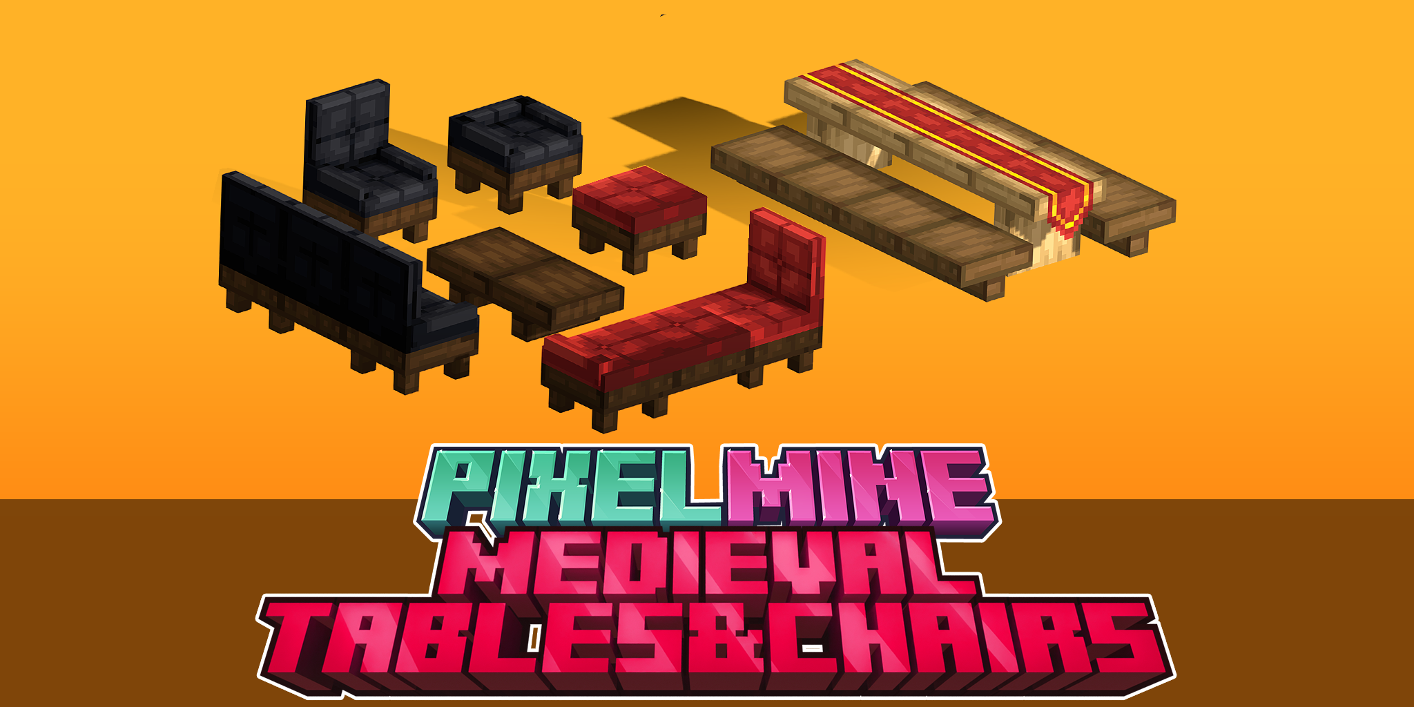 PixelMine | Medieval Table+Chair Models preview image