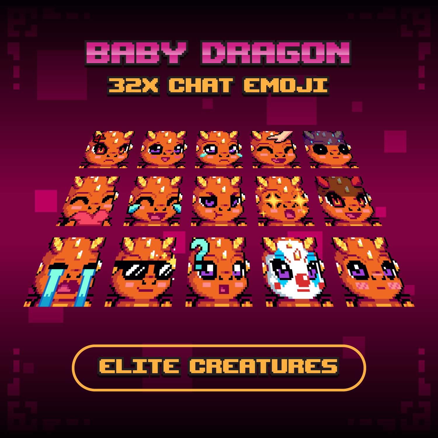 32x, 16x, Minecraft, Discord & Streamer Baby Dragon Emojis preview image