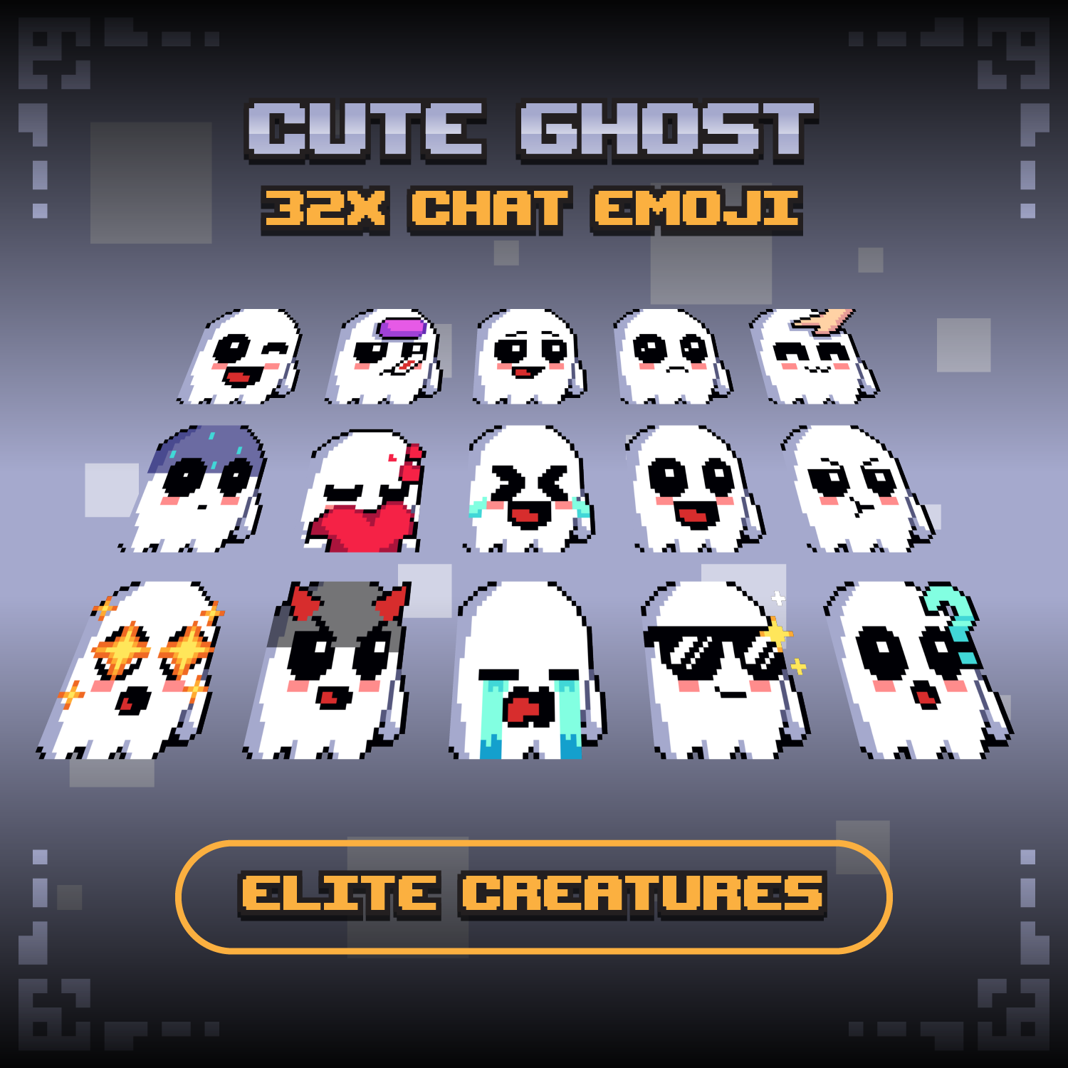 32x, 16x, Minecraft, Discord & Streamer Cute Ghost Emojis preview image