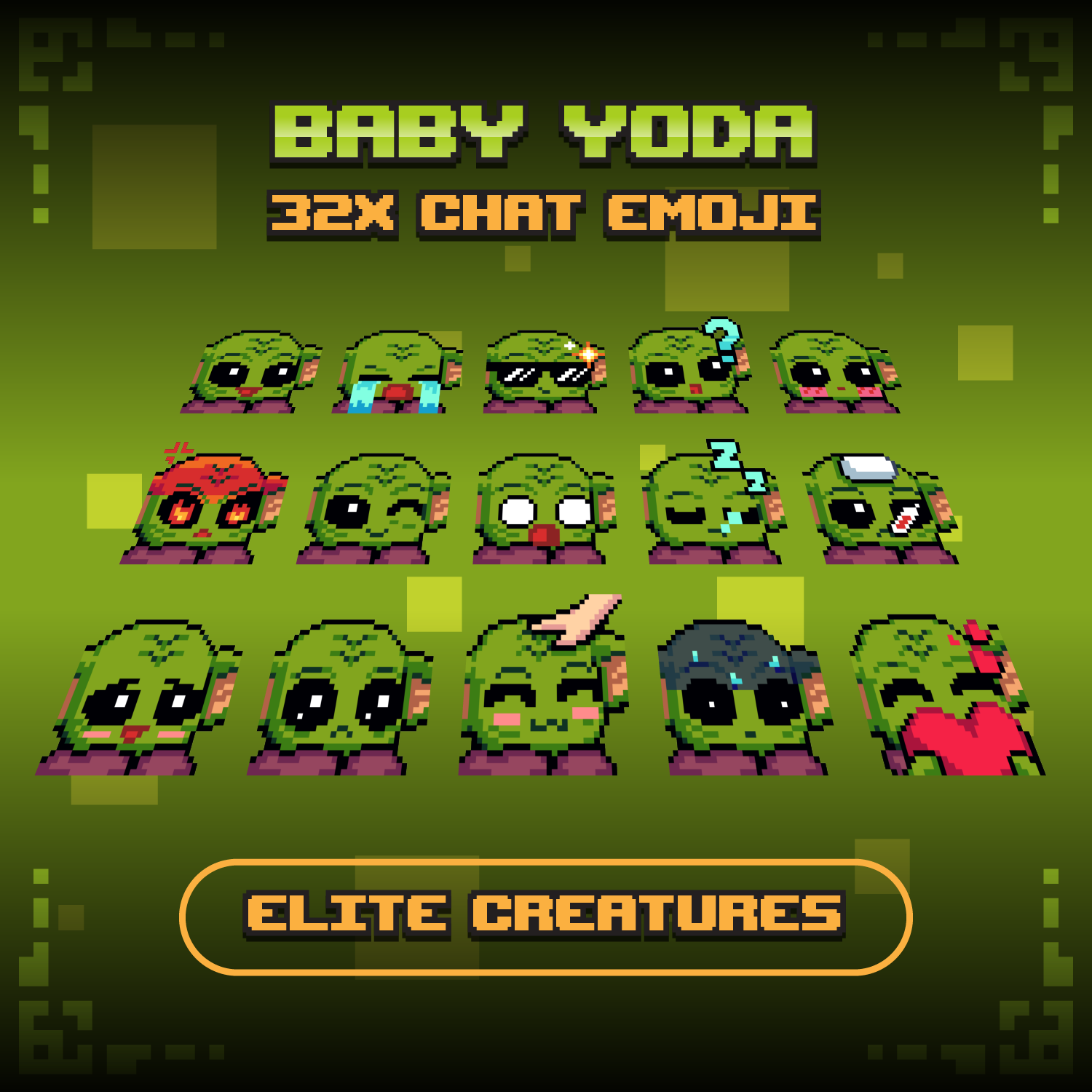 32x, 16x, Minecraft, Discord & Streamer Baby Yoda Emojis preview image