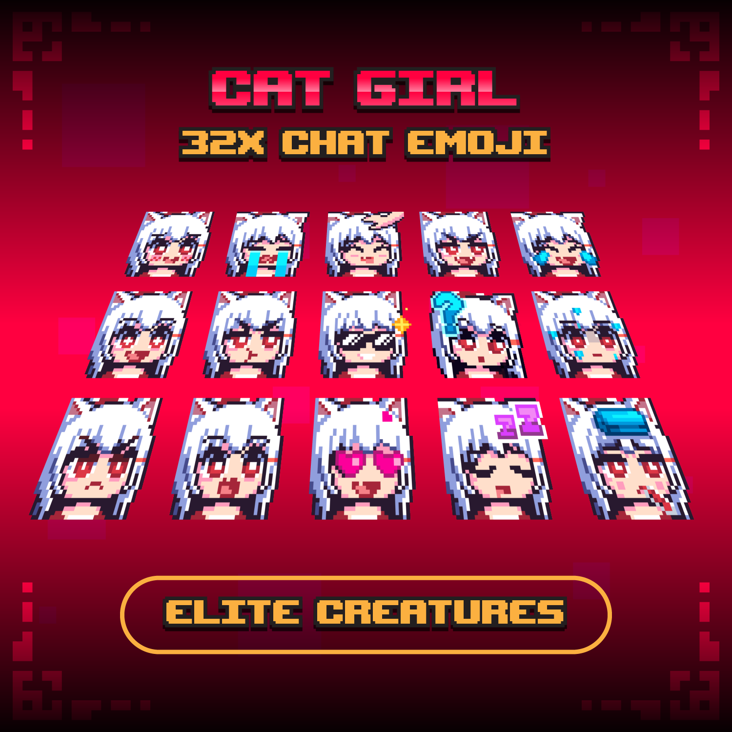 32x, 16x, Minecraft, Discord & Streamer Cat Girl Emojis preview image