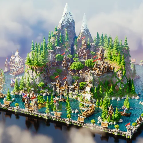 Minecraft medieval kingdom spawn castle house