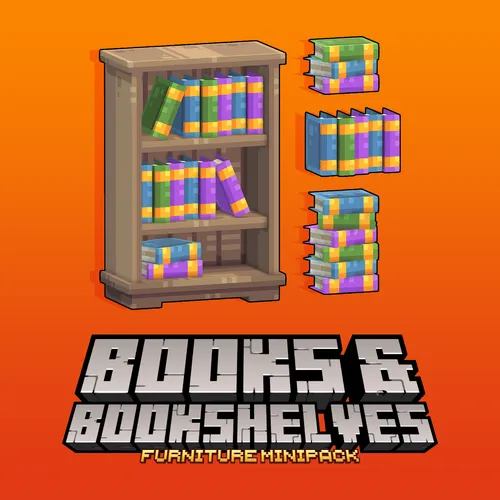 Books and bookcase models for Minecraft: Java Edition