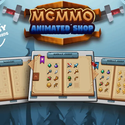 MCMMO Shop Addon: Animated Minecraft GUI for custom skill upgrades, boosts, and items