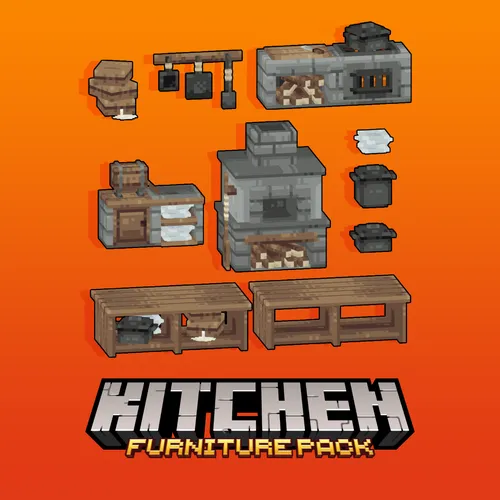 Medieval kitchen furniture models for Minecraft: Java Edition