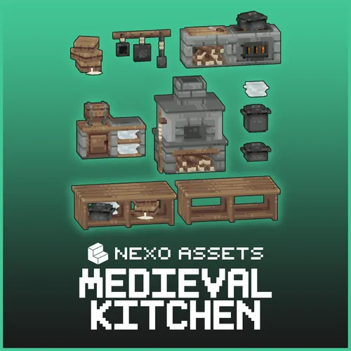 Medieval kitchen furniture models for Minecraft: Java Edition