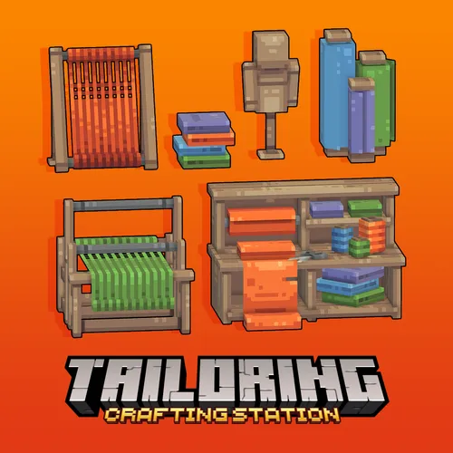 A set tailoring crafting station furniture for Minecraft: Java Edition.