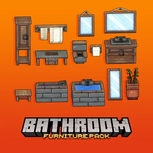 Medieval bathroom furniture models for Minecraft: Java Edition.