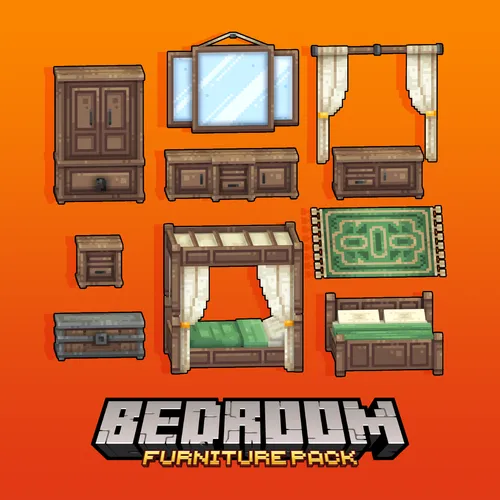 Medieval bedroom furniture models for Minecraft: Java Edition.