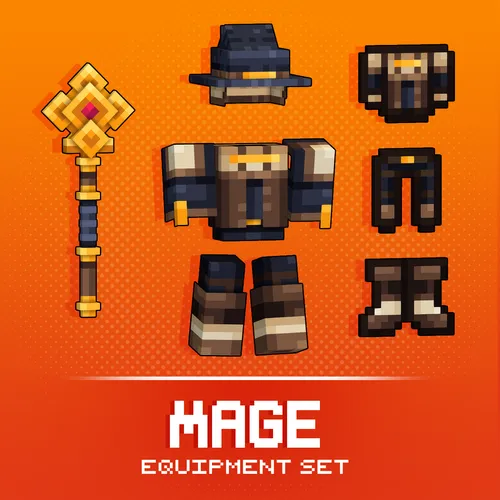 A set of mage equipment and weapon for Minecraft: Java Edition.