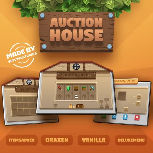 Animated Player Auction UI Upgrade Menu for Minecraft – a sleek, high-quality auction interface with dynamic visuals and animated icons. Optimized for Player Auction and compatible with ItemsAdder, Oraxen, and NexoI.