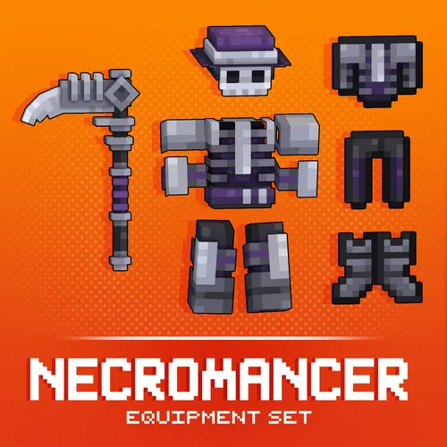 A set of Necromancer armor and a scythe for Minecraft: Java Edition.