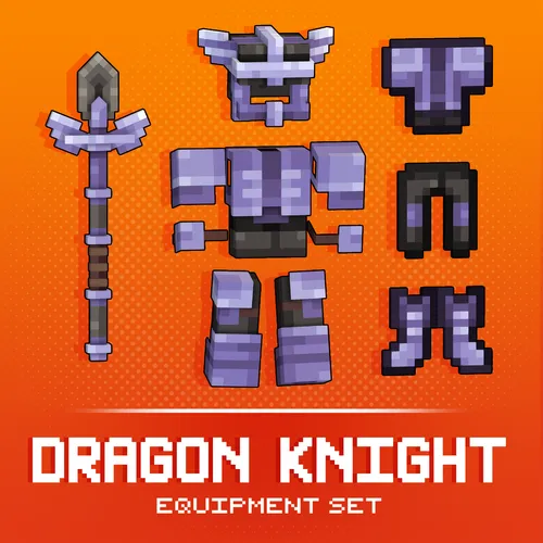 A set of Dragon Knight armor and a spear for Minecraft: Java Edition.