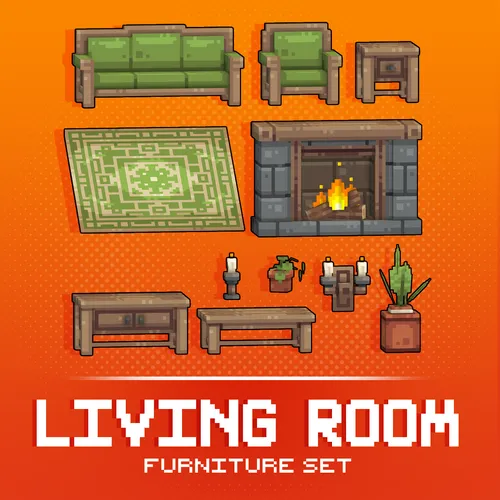 Medieval living room furniture for Minecraft: Java Edition.