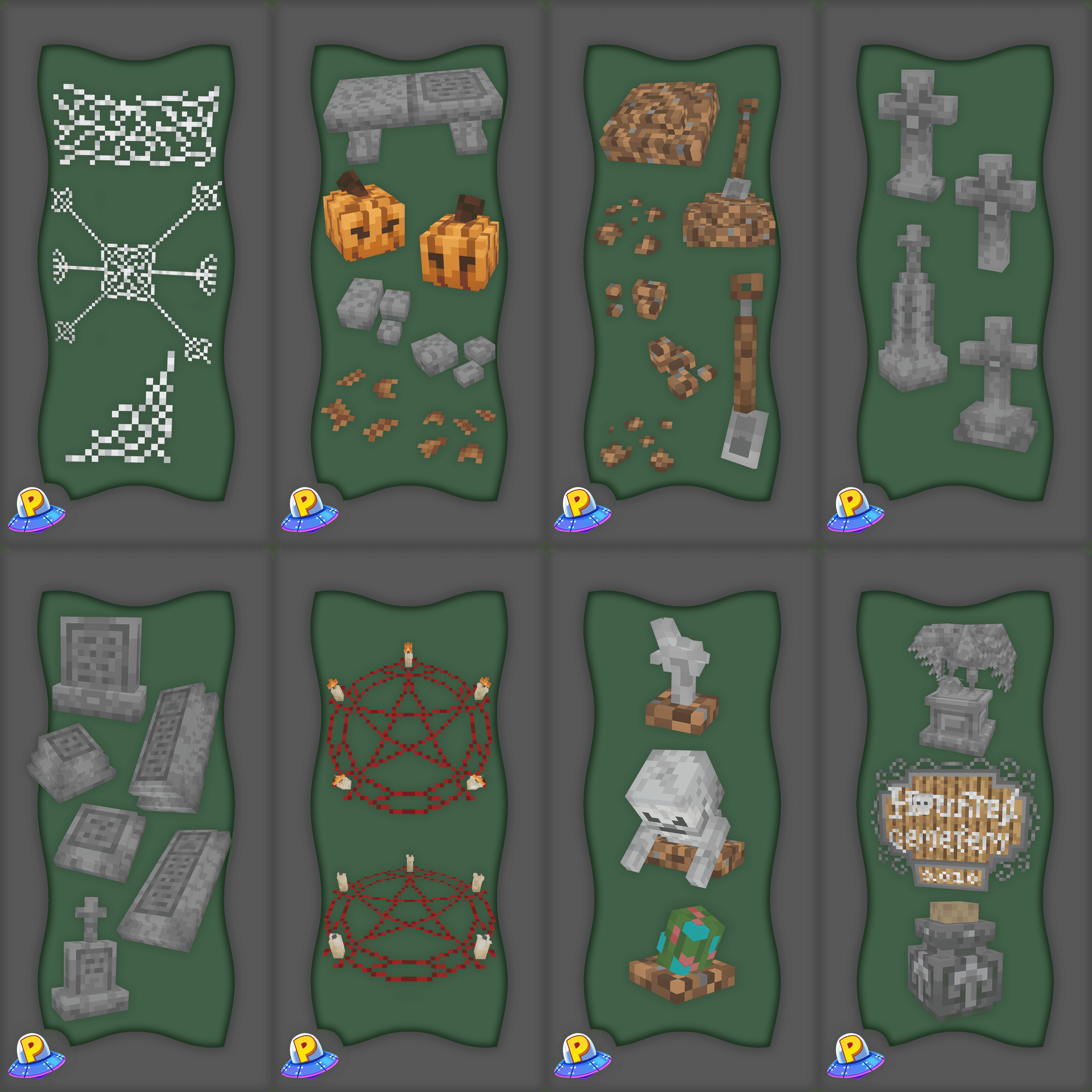 The display of 3d models for the Haunted Cemetery product by iPlexity.
