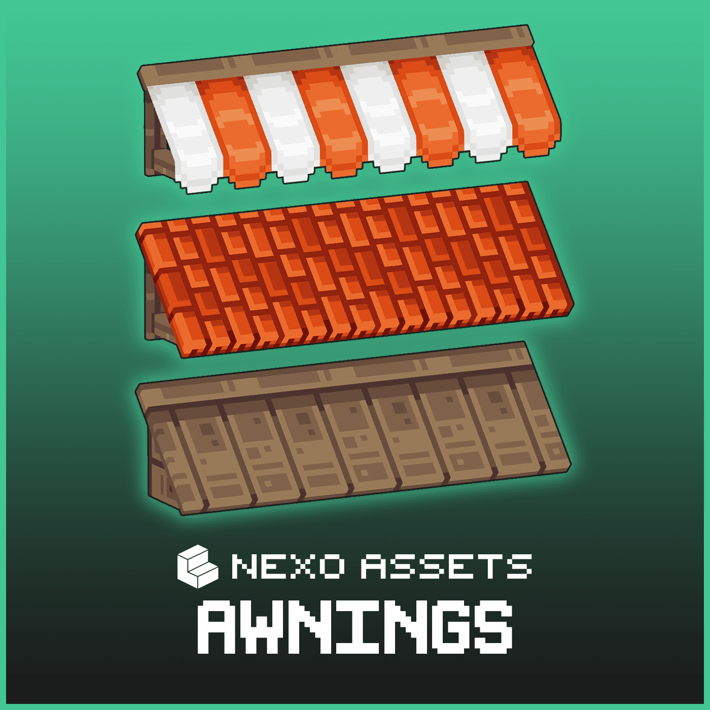 Connectable custom model awnings for Minecraft: Java Edition.