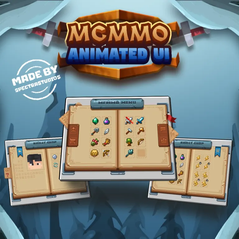 Animated MCMMO menu GUI for Minecraft servers, offering dynamic visuals, smooth navigation, and customization to attract players and boost server engagement