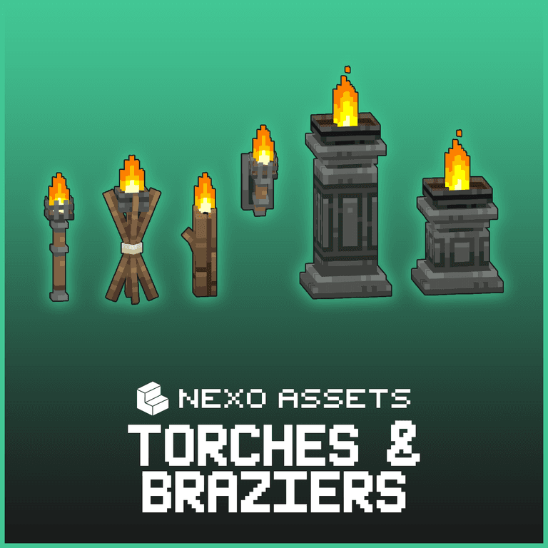 Torch and brazier custom models for Minecraft: Java Edition.