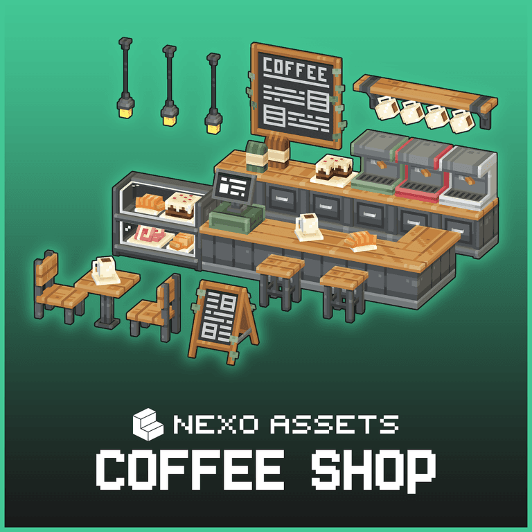 Coffee shop furniture pack for Minecraft: Java Edition.