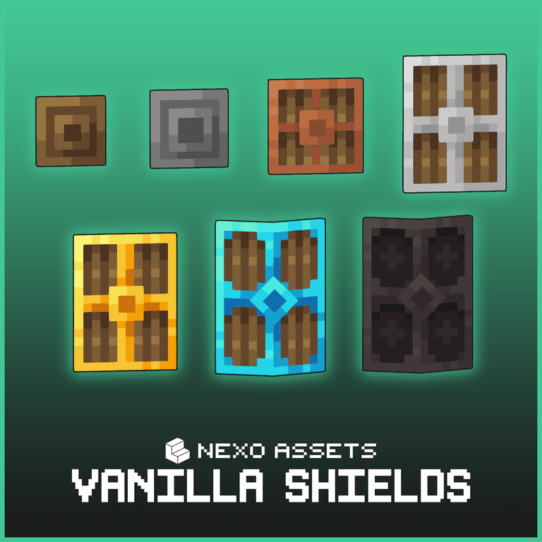 Custom 3D vanilla shields for Minecraft: Java Editon.