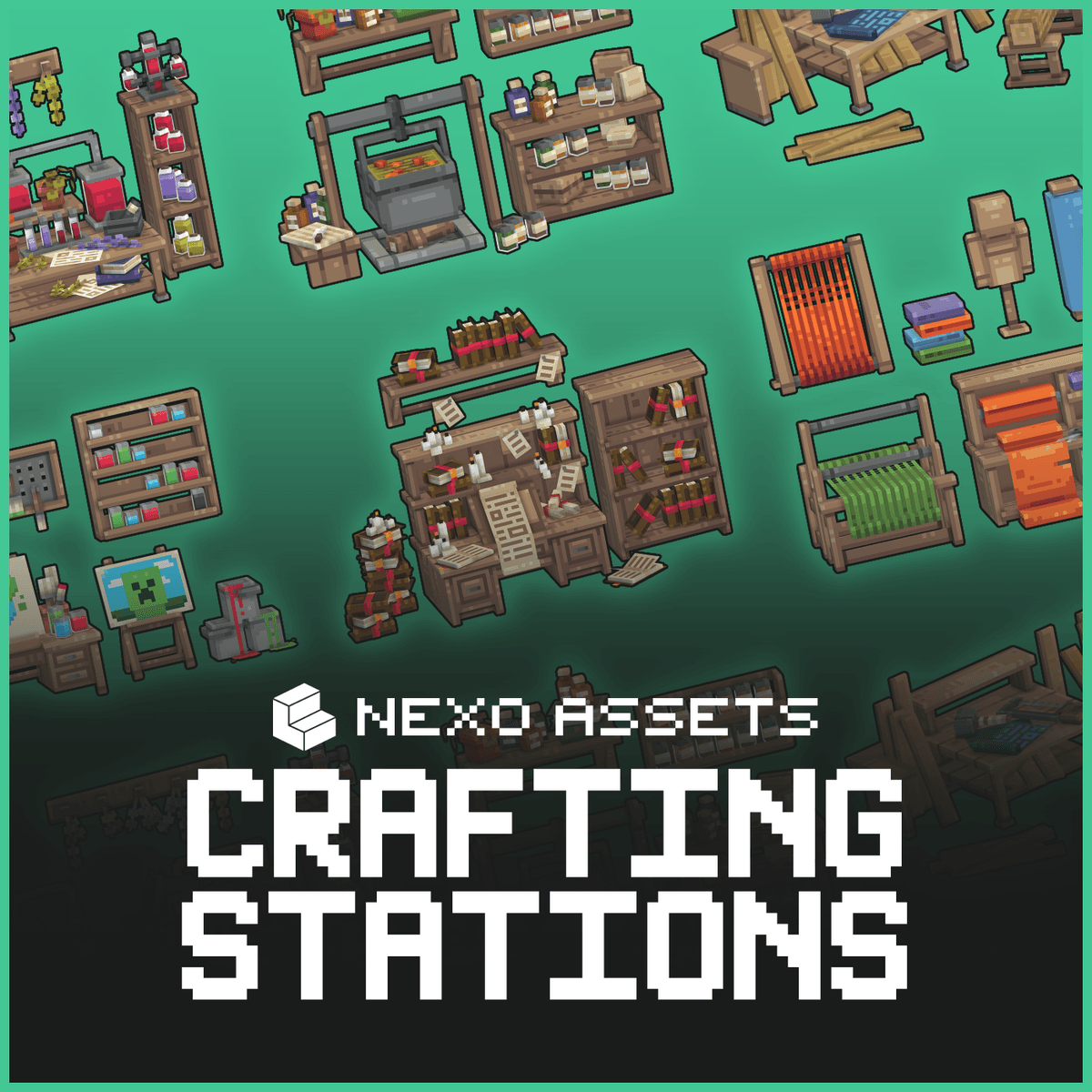 A bundle of crafting station furniture models for Minecraft: Java Edition.