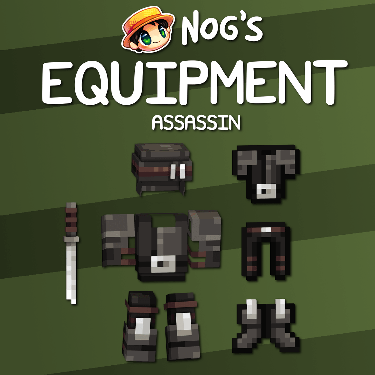 A set of assassin armor and a weapon for Minecraft: Java Edition.