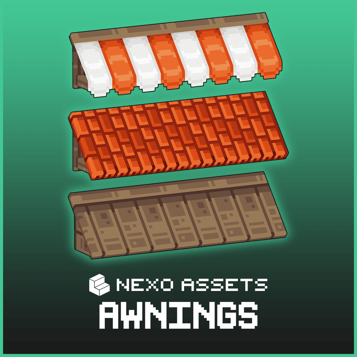 Connectable custom model awnings for Minecraft: Java Edition.